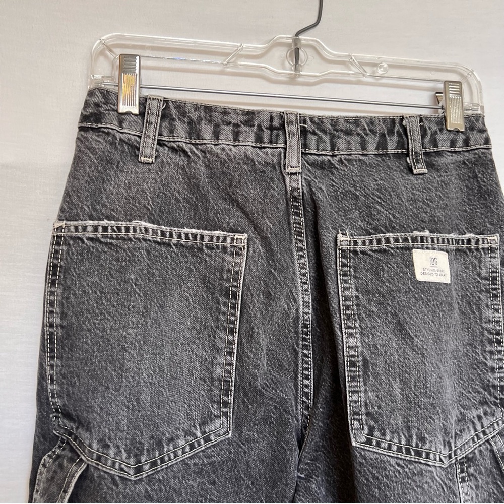 BDG Albie Black Faded Cargo Carpenters Relaxed Jeans - Picture 6 of 13